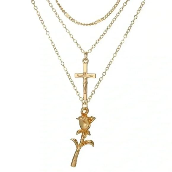 Gold Cross Layering Necklace - Picture 1 of 4